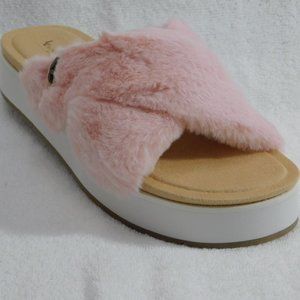 UGG Pink Fluffy Platform Sandals